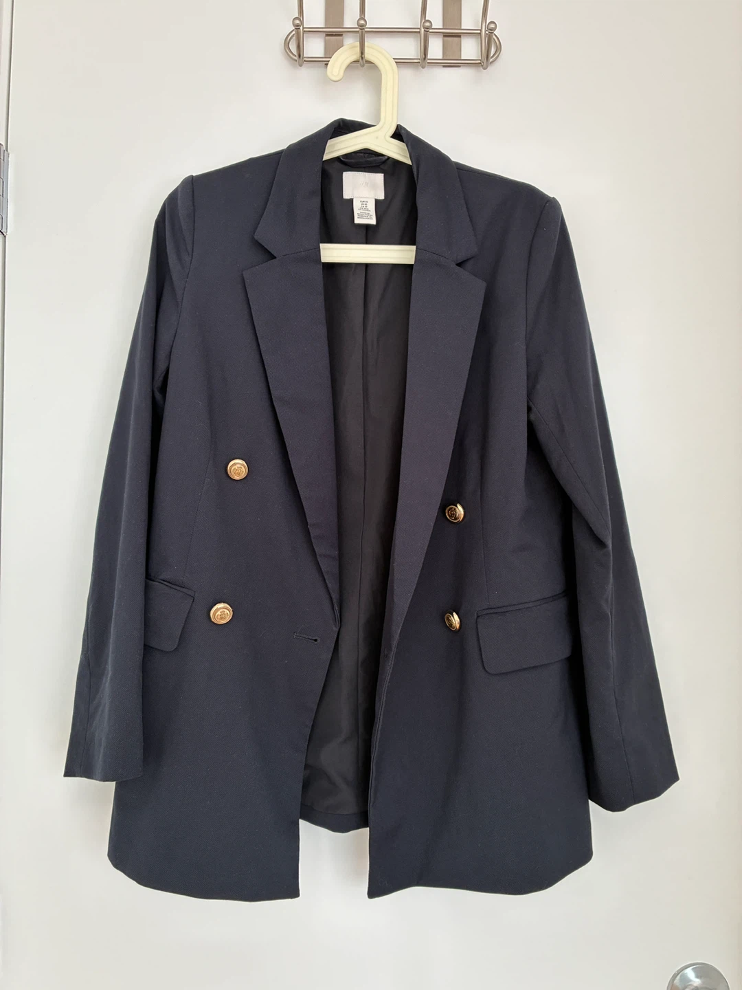 H&M Double-Breasted Blazer - Navy, XS