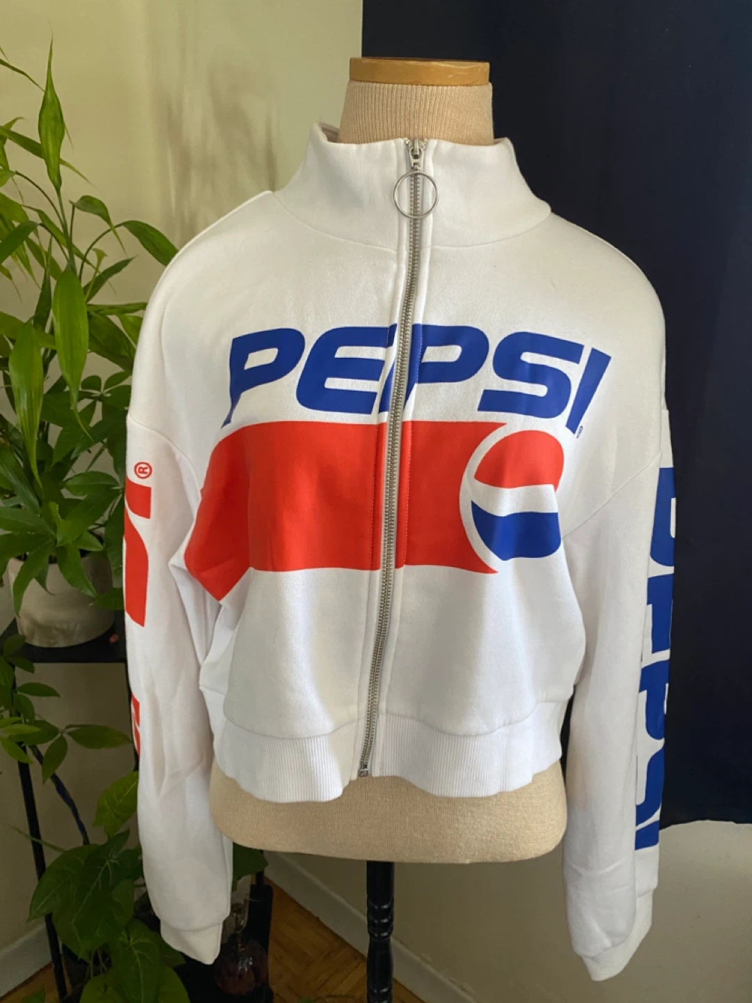 White Pepsi Divided H&M Cropped Jacket Size S