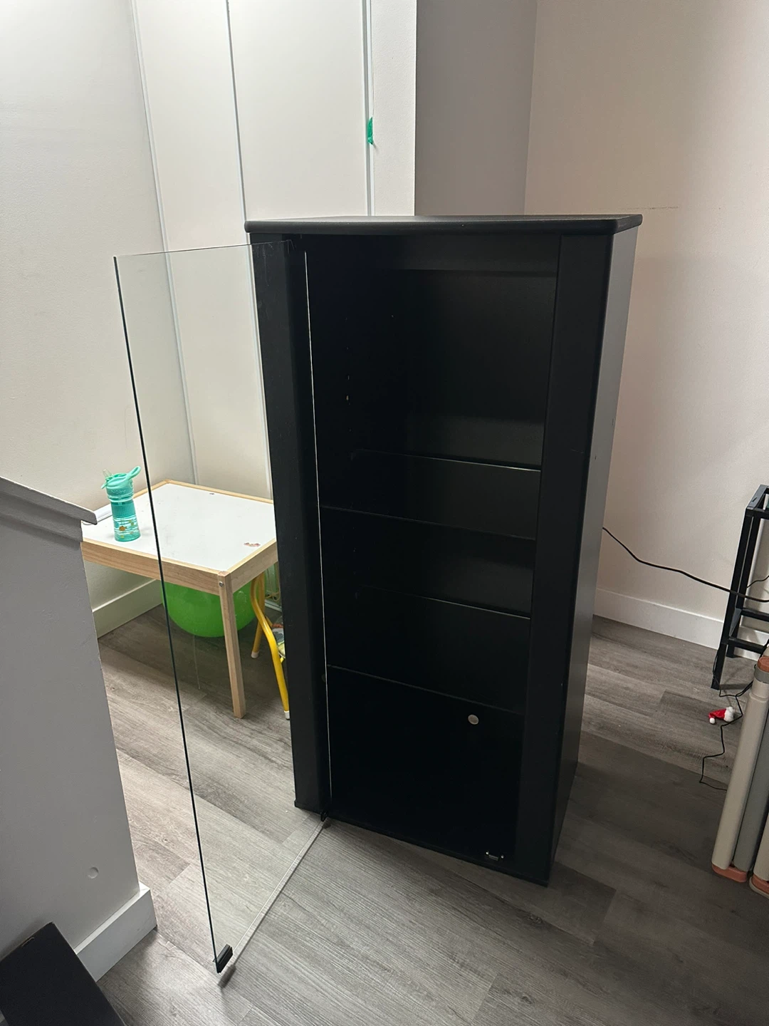 Black Display Cabinet with Glass Door