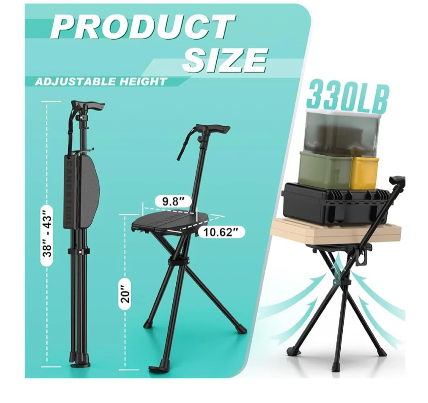 TURNRISE Portable Folding Walking Cane with Seat - photo 3