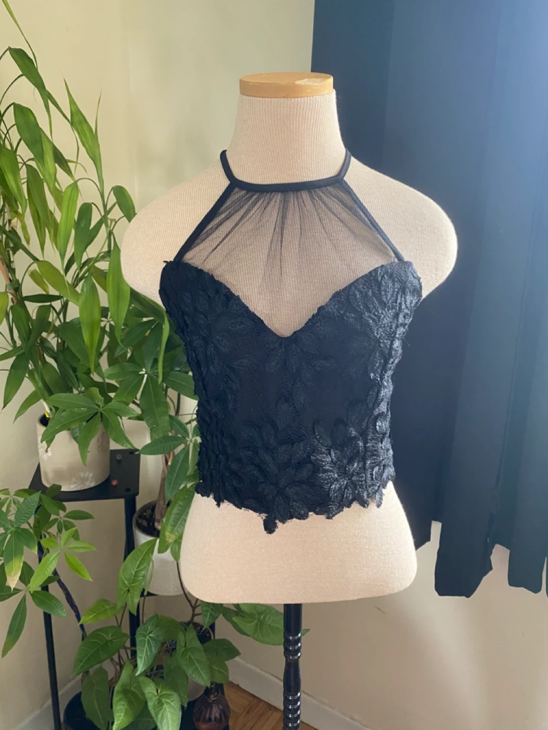 River Island Black Lace Corset Top