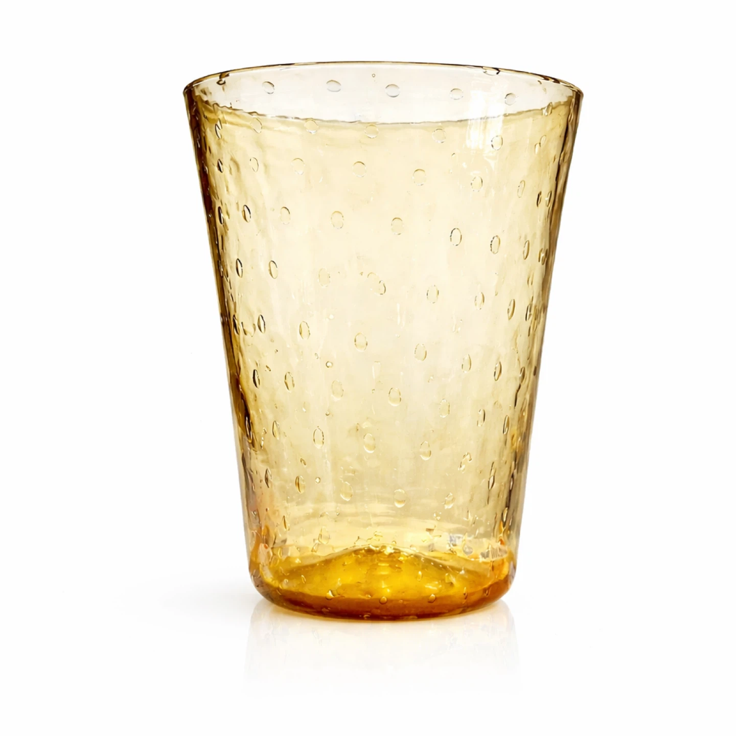 Large Golden Yellow Bullicante Art Glass Vase, Hand-Blown