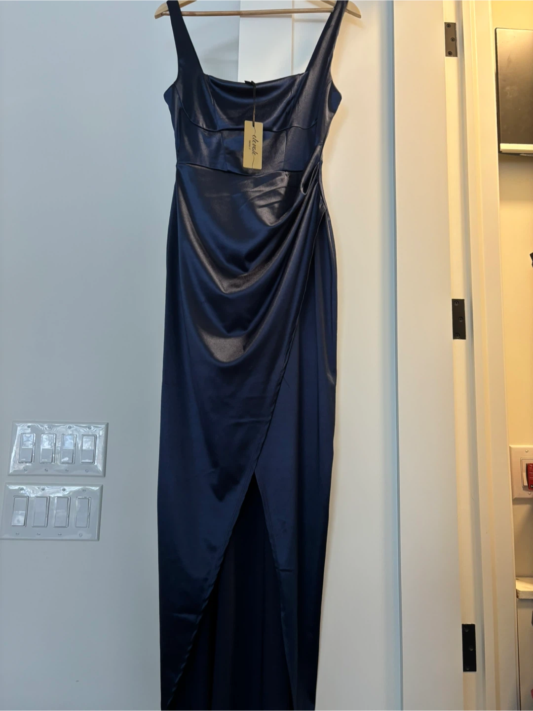 Satin Dress - Navy Blue - photo 4
