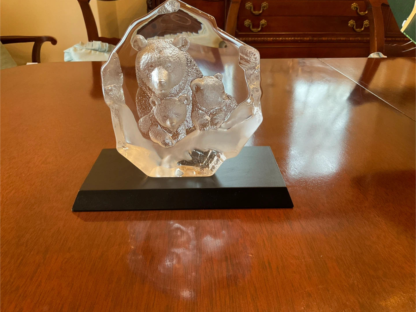 Mats Jonasson "Grizzly Bears" Crystal Sculpture