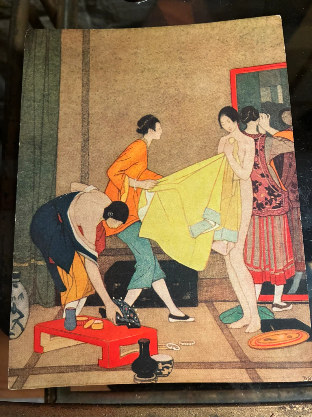 $16 Woman bathing Asian Japan China influence print art deco