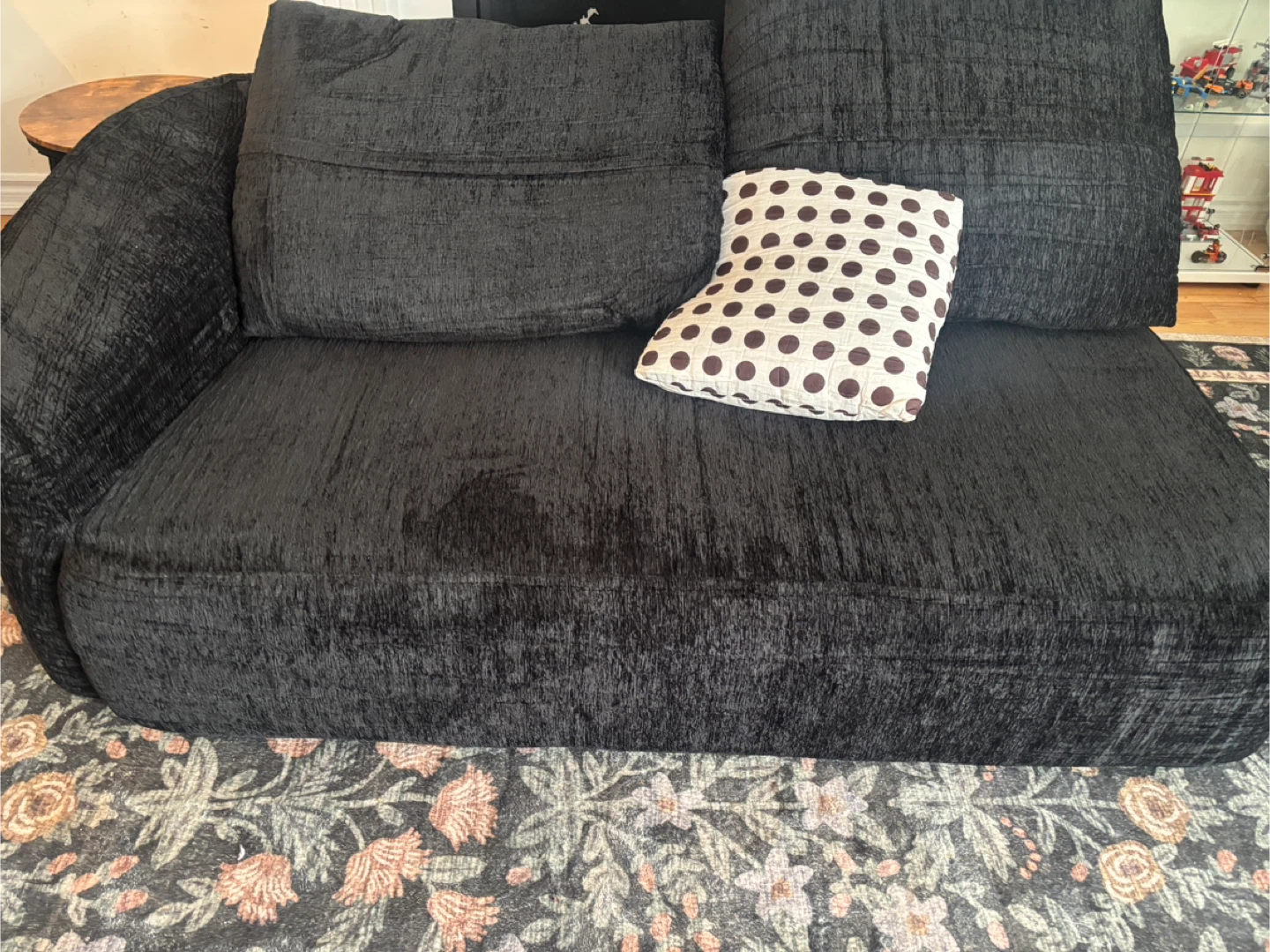 Black textured couch with  pillow - photo 2