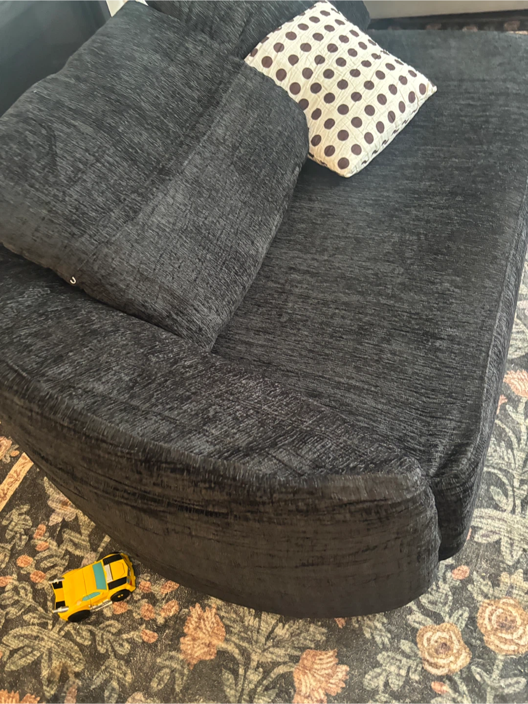 Black textured couch with  pillow - photo 3
