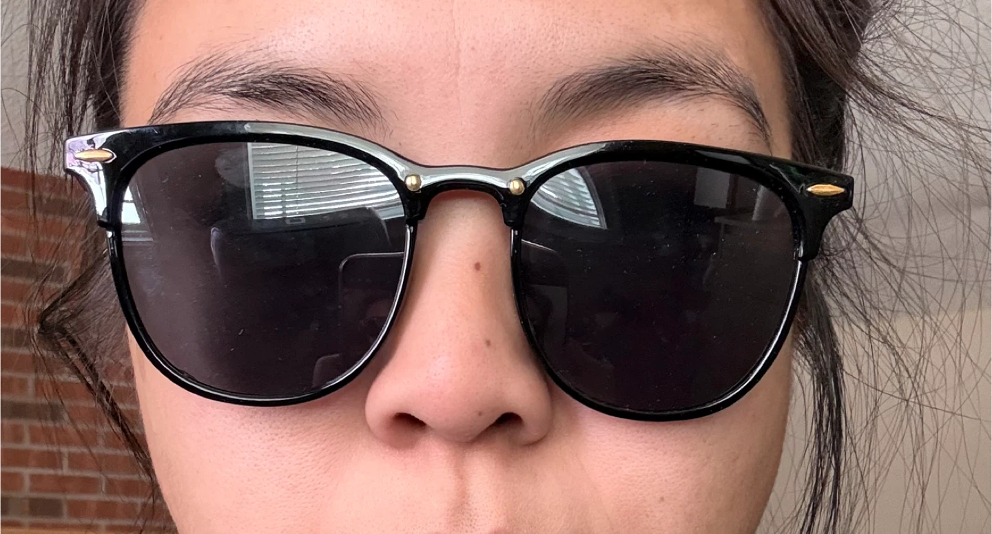 Black Wayfarer Style Sunglasses with Gold Accents - photo 2