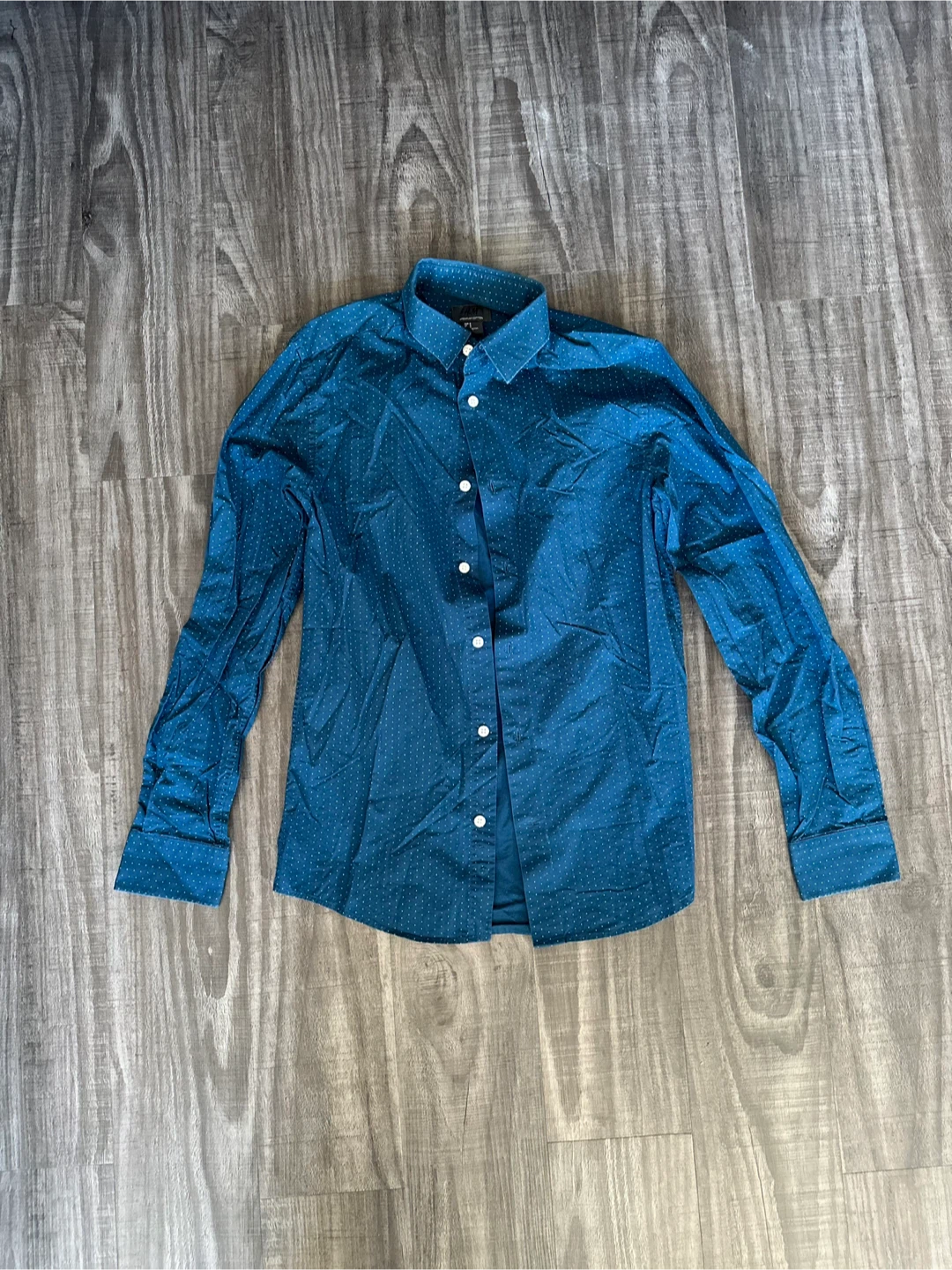 H&M Men's Blue Polka Dot Dress Shirt