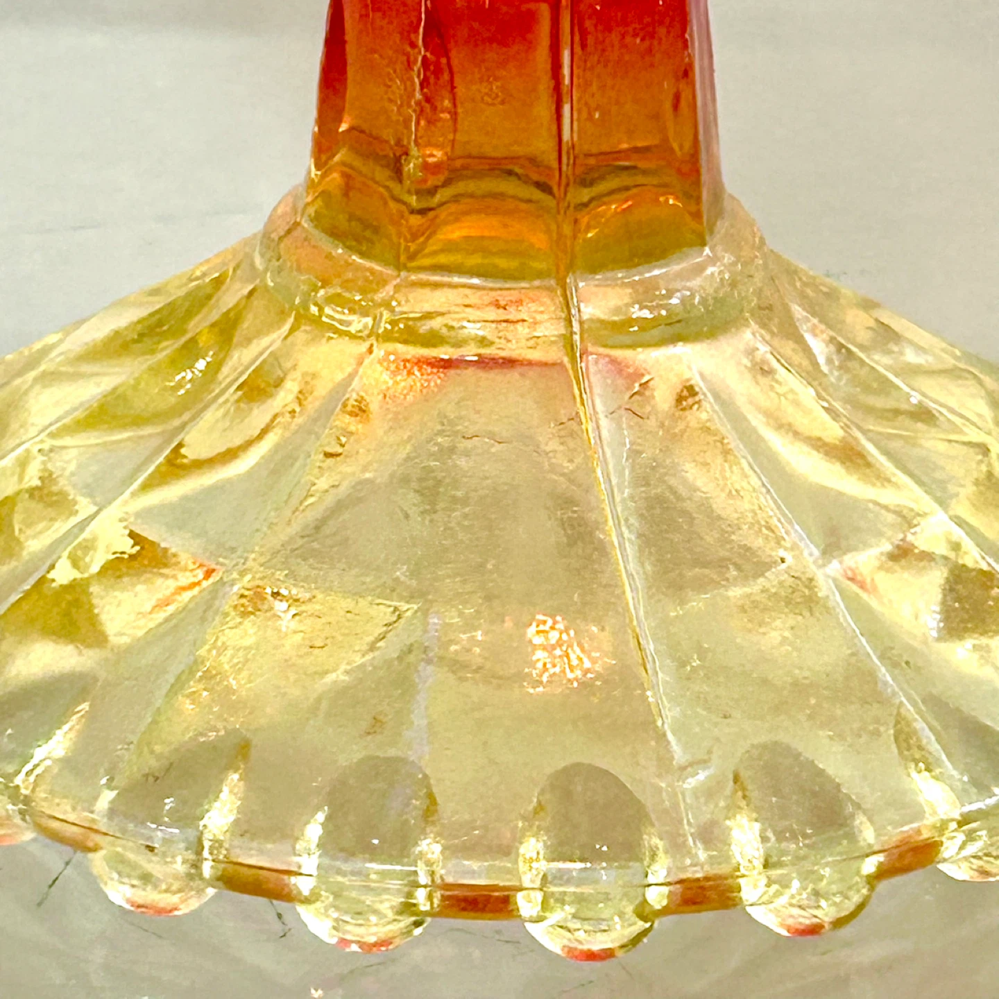 Ruby to Amber Pressed Glass Pedestal Bowl with Beaded Rim - photo 3