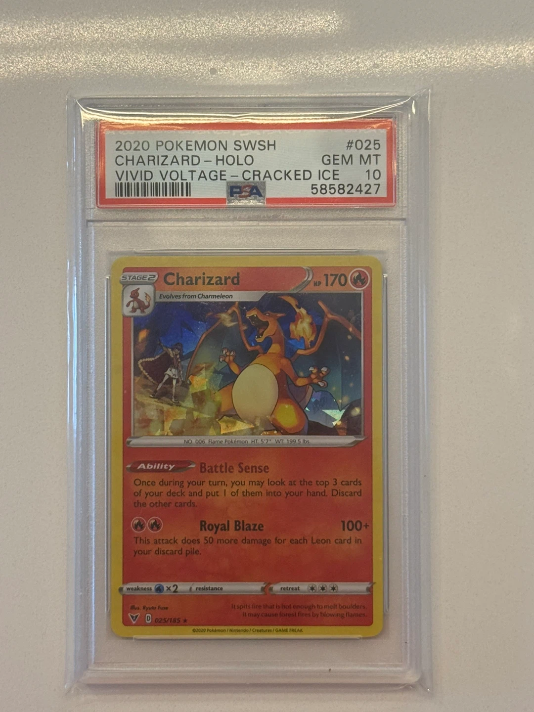 Charizard Holo Vivid Voltage Cracked Ice PSA 10