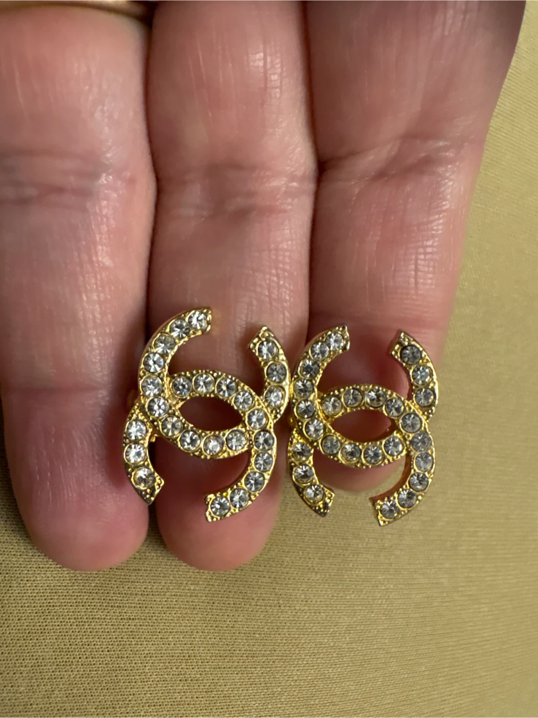 Vintage Chanel inspired  CC Crystal Clip-On Earrings - photo 2