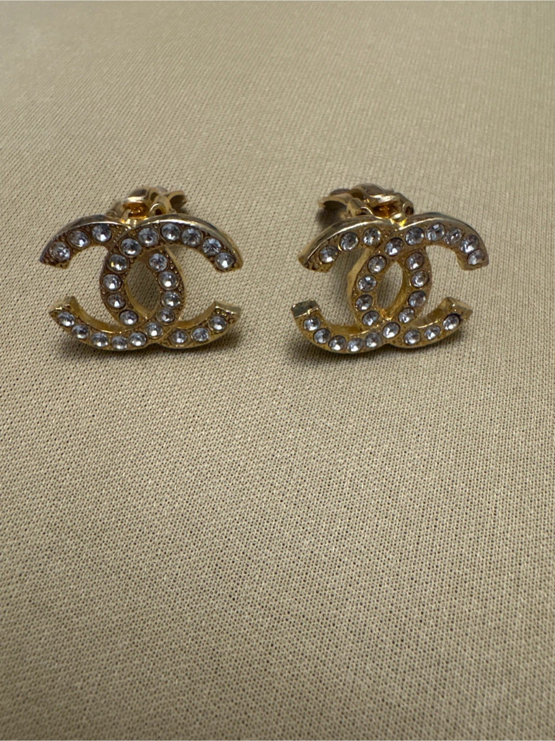 Vintage Chanel inspired  CC Crystal Clip-On Earrings