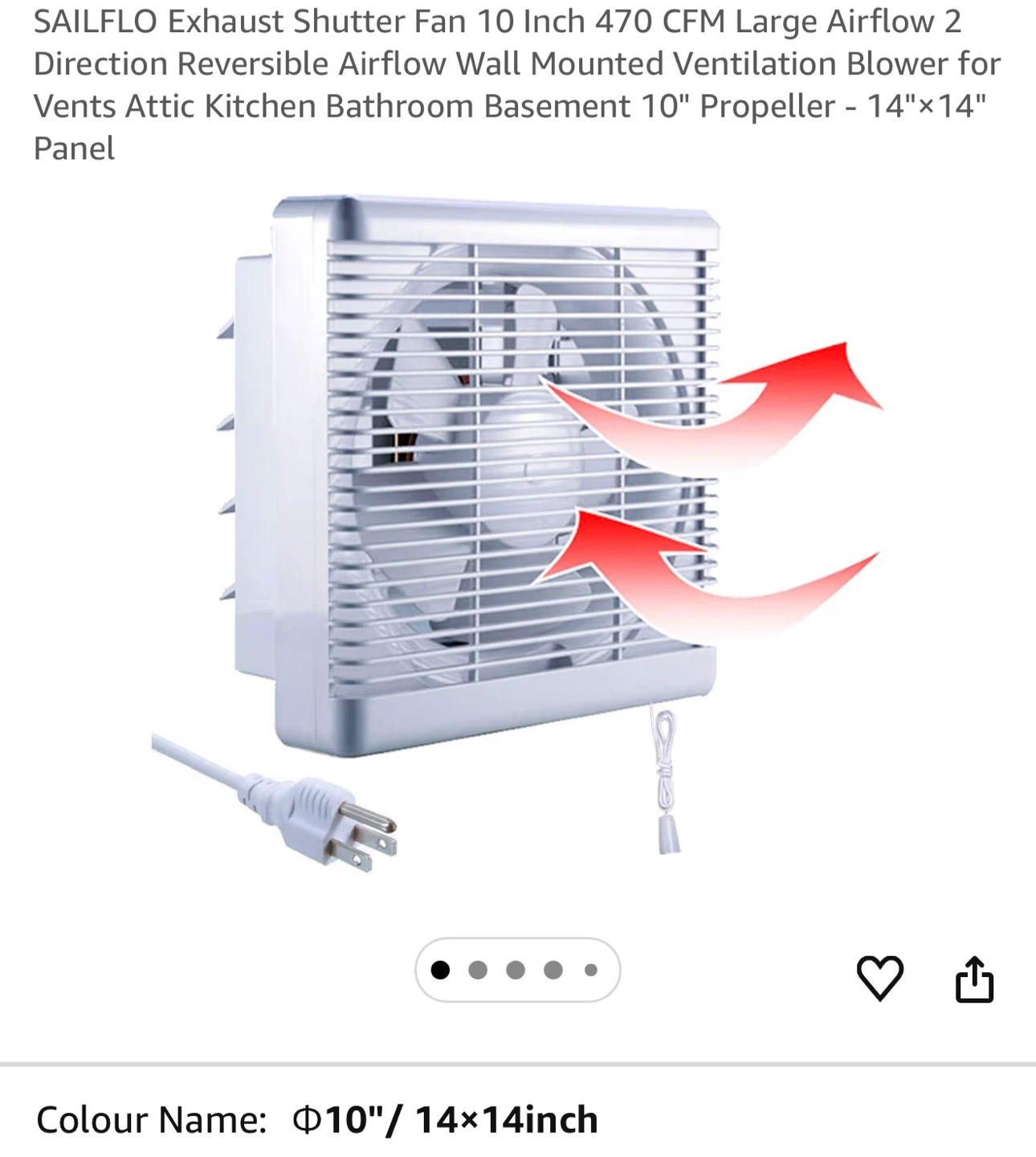 SAILFLO Exhaust Fan 10 Inch