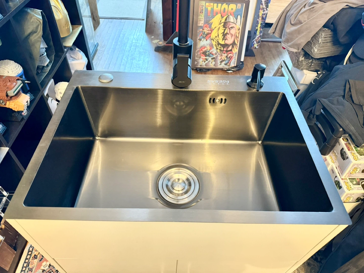 Stainless Steel utility sink with cabinet and faucet - photo 4