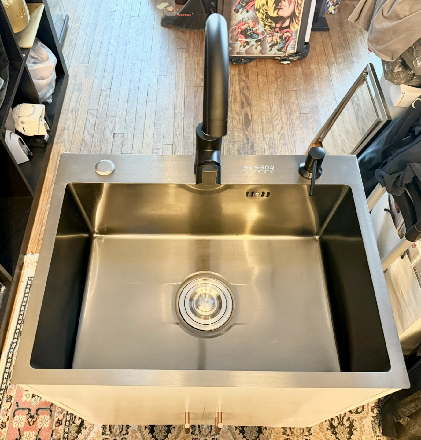 Stainless Steel utility sink with cabinet and faucet - photo 3
