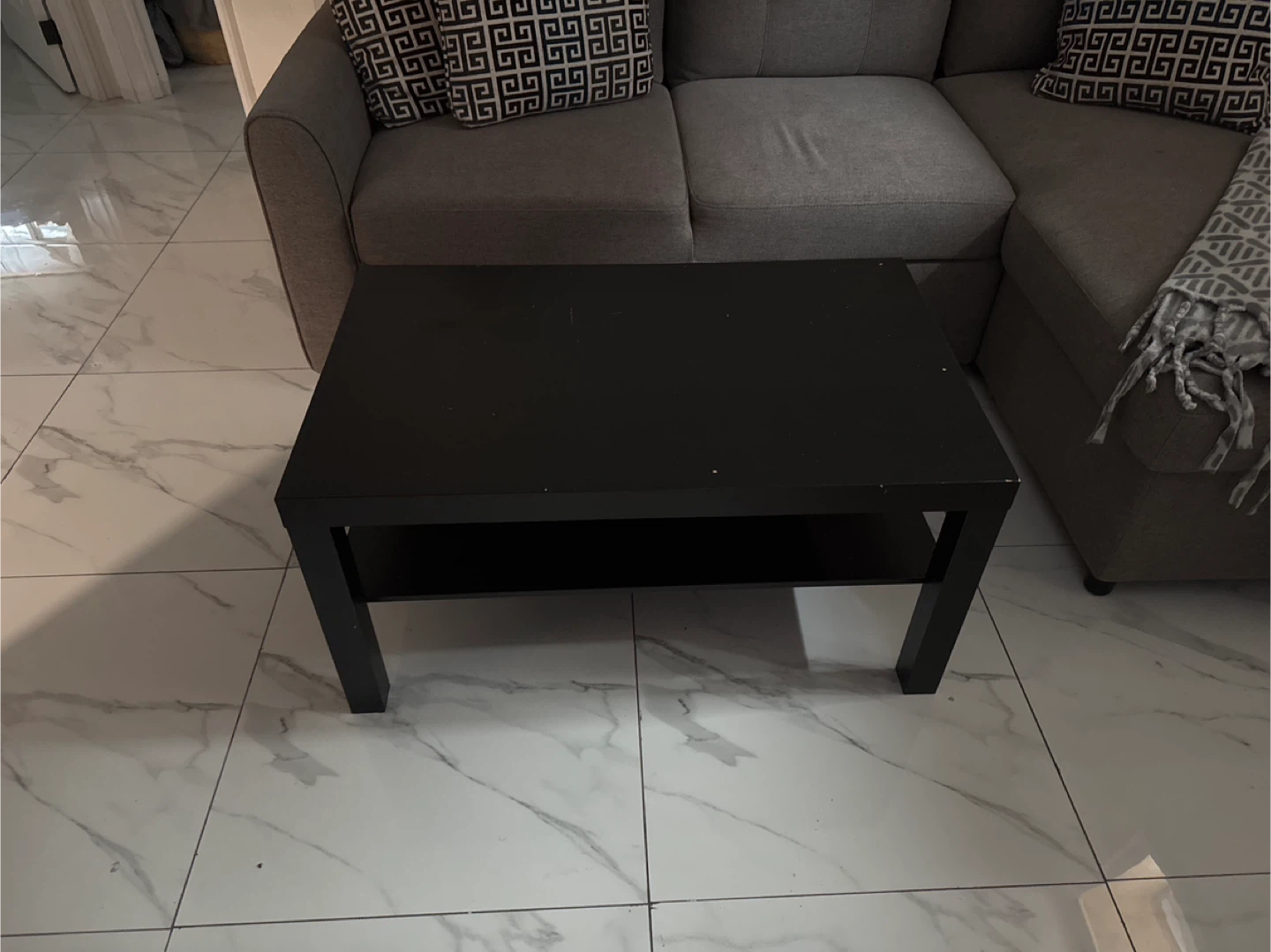 Black Coffee Table with Shelf