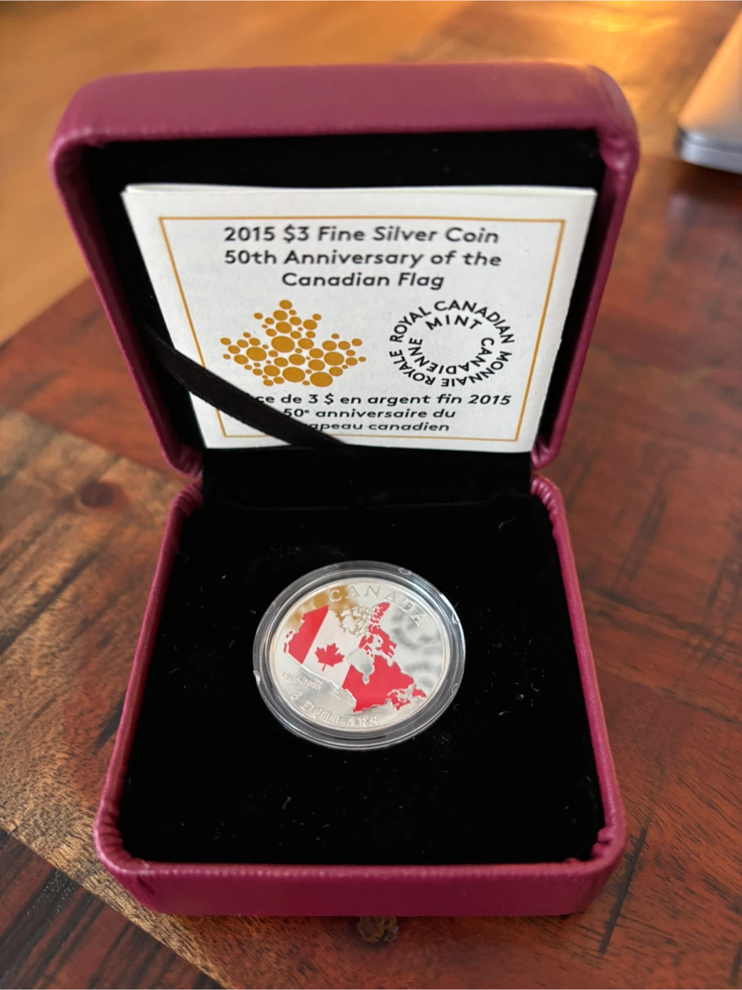2015 $3 Fine Silver Coin - 50th Anniversary of the Canadian Flag