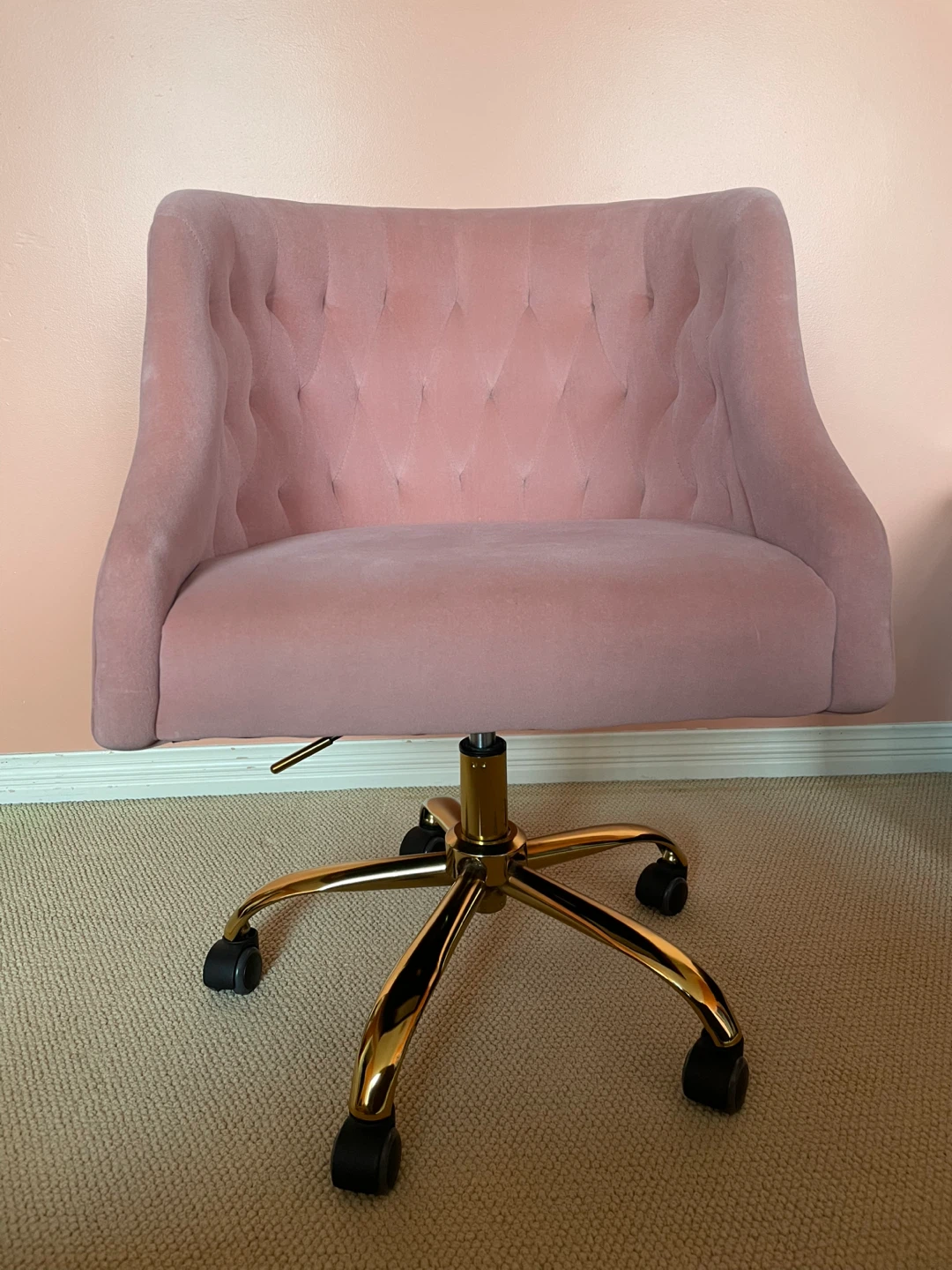 Pink Velvet Office Chair