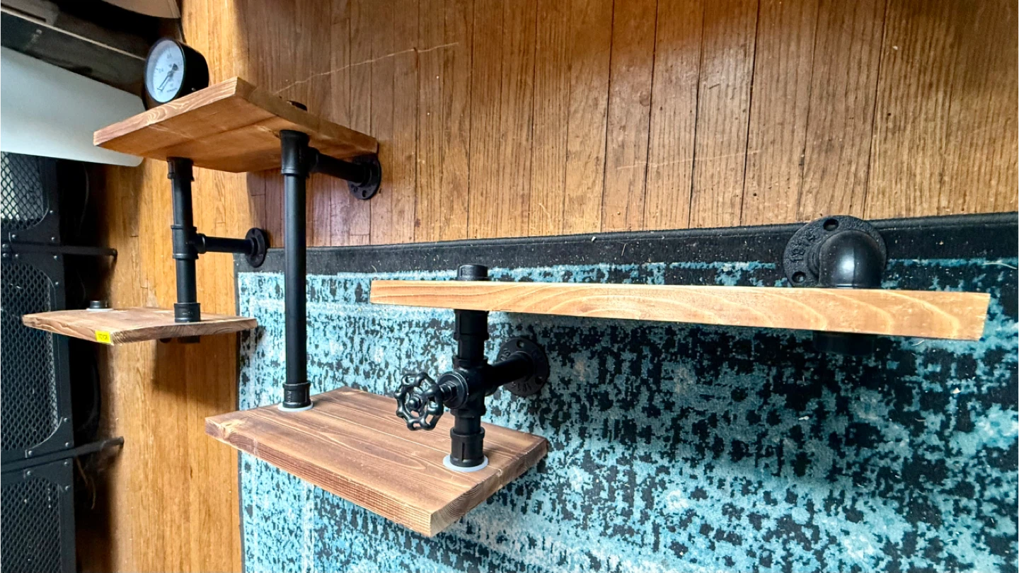 Industrial Pipe Shelves with Gauge - photo 2