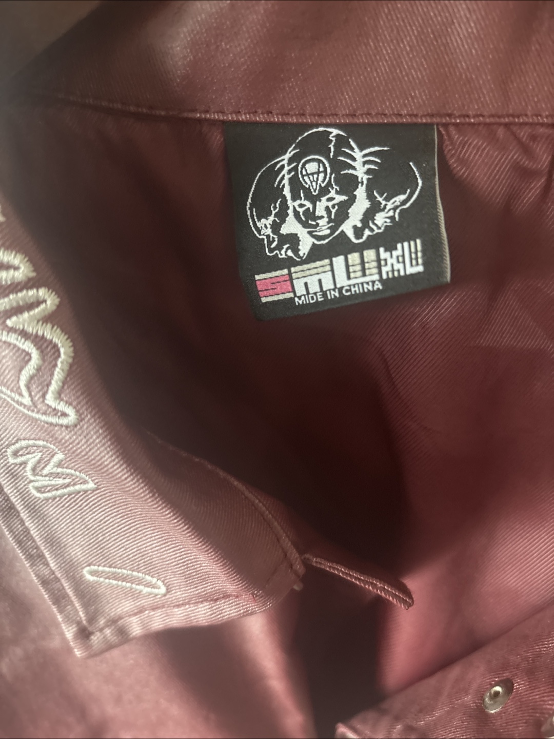 GR8NWEST Burgundy Faux Leather Jacket with Embroidered Details - photo 3