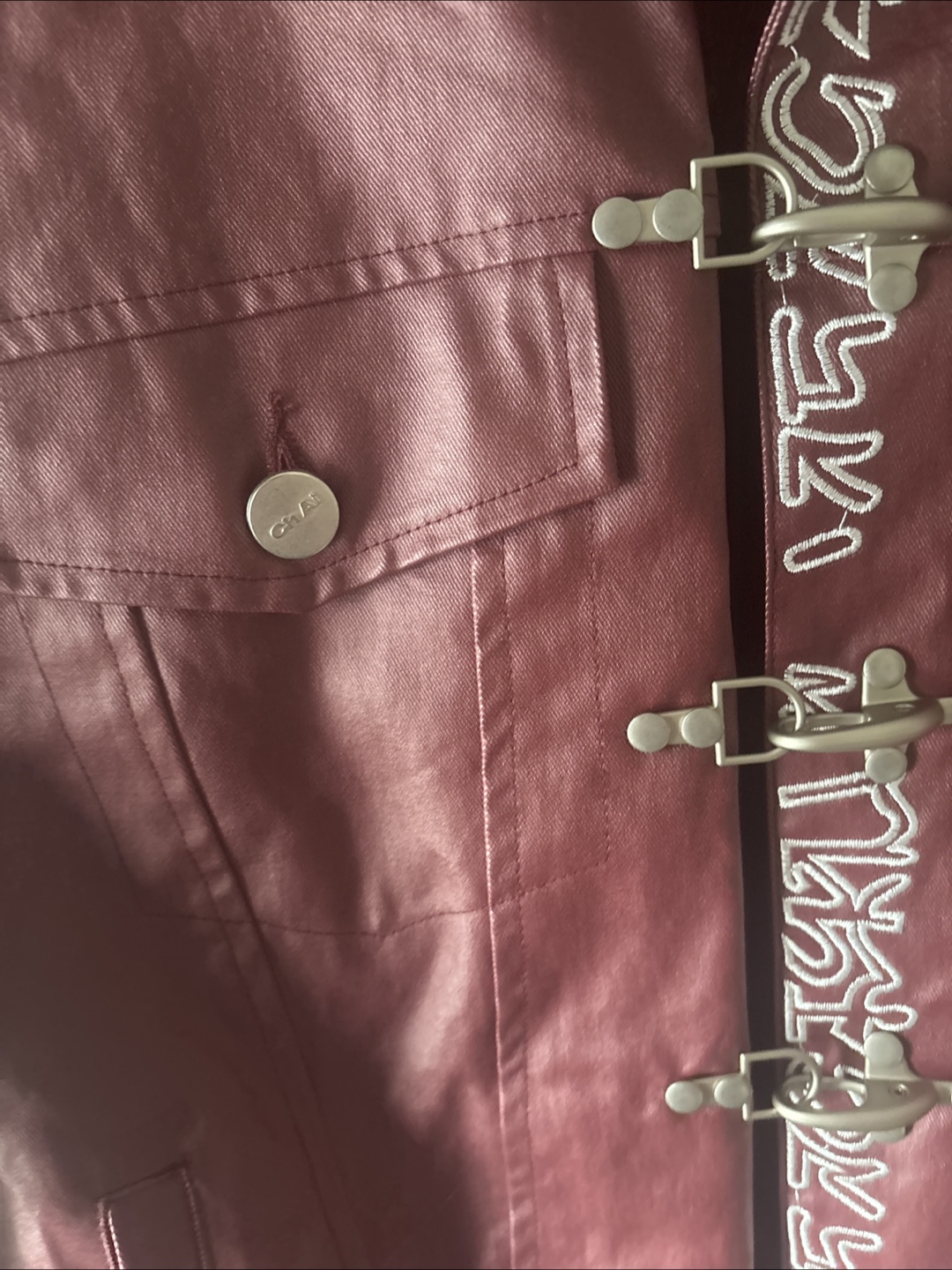 GR8NWEST Burgundy Faux Leather Jacket with Embroidered Details - photo 4