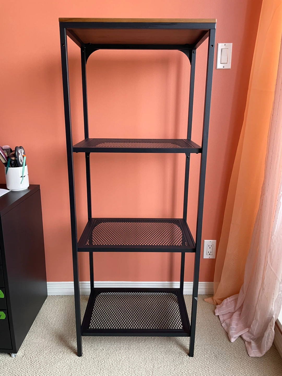 IKEA Fjallbo Metal and Wood Shelf Unit