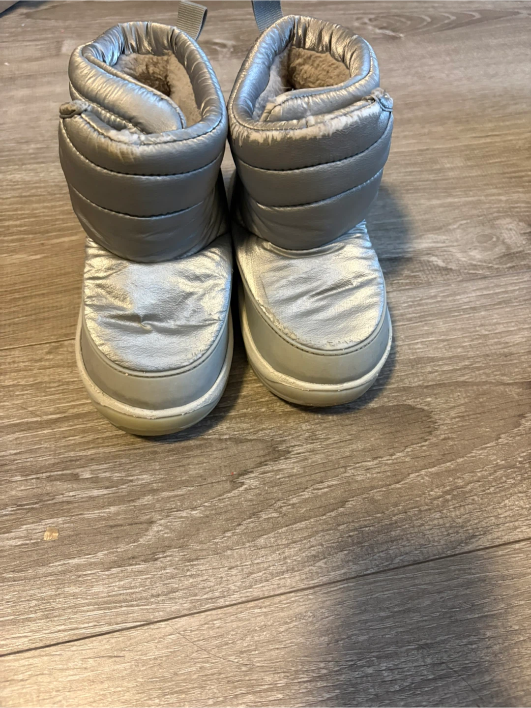 Zara Kids Silver Puffer Winter Boots Size 25