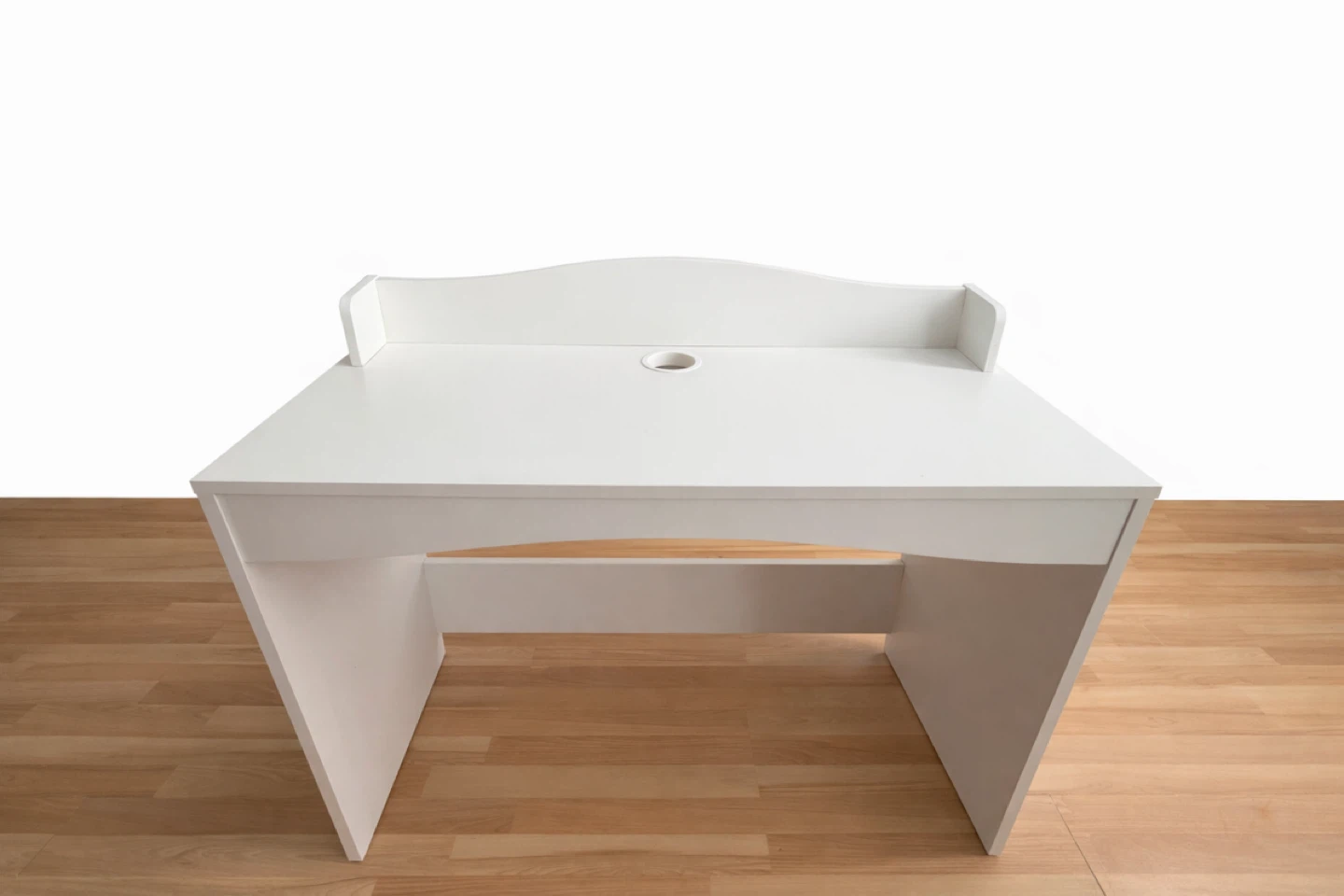 White Writing Desk with Cable Management - photo 3