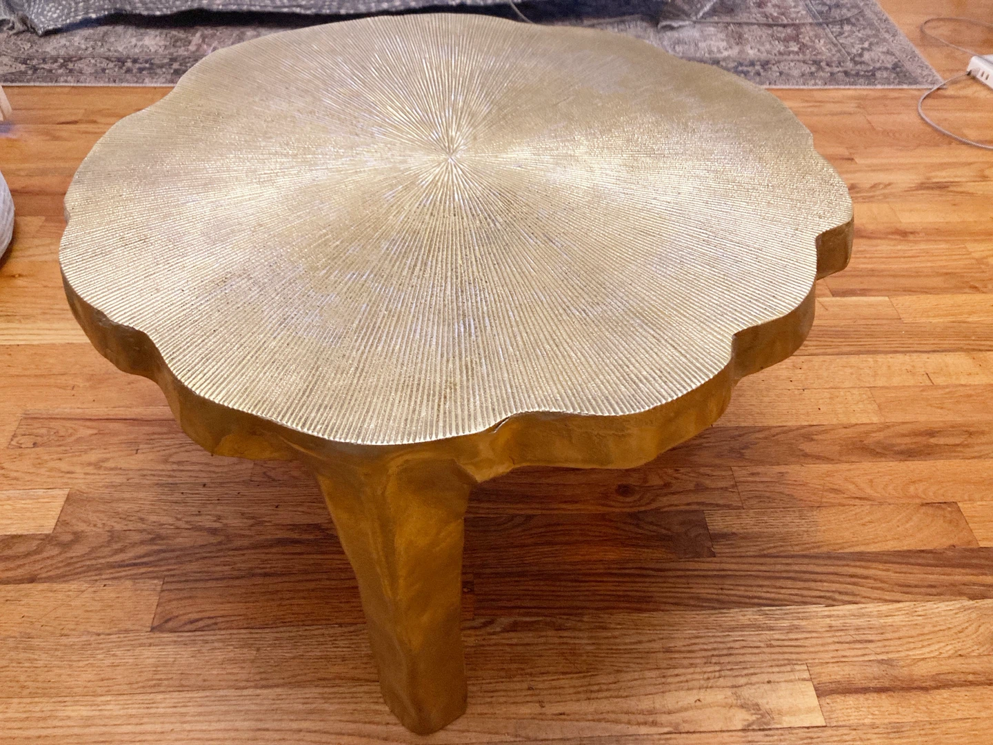 Gold Textured Round Coffee Table