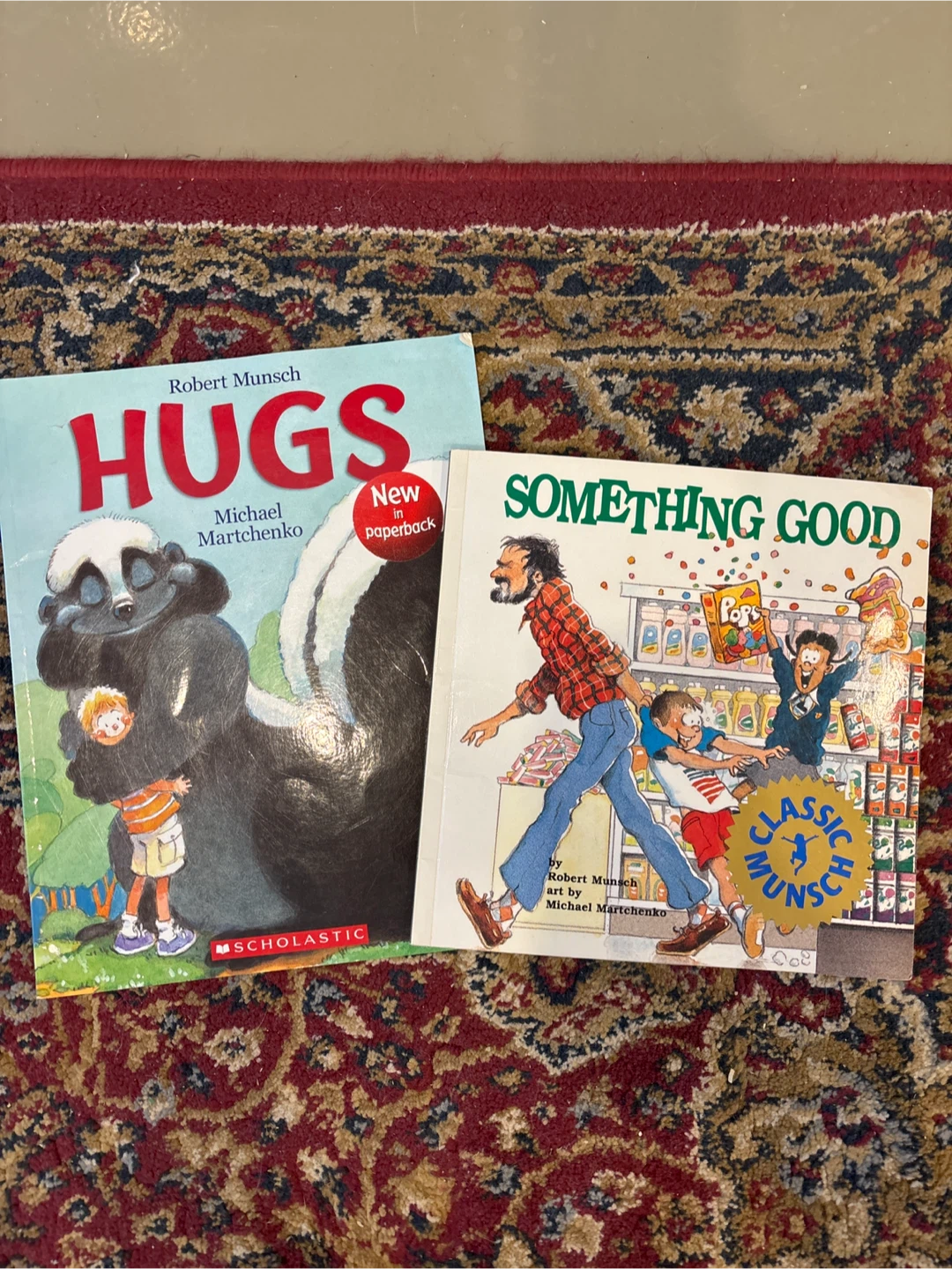 $5 total for Robert Munsch Hugs and Something Good Books