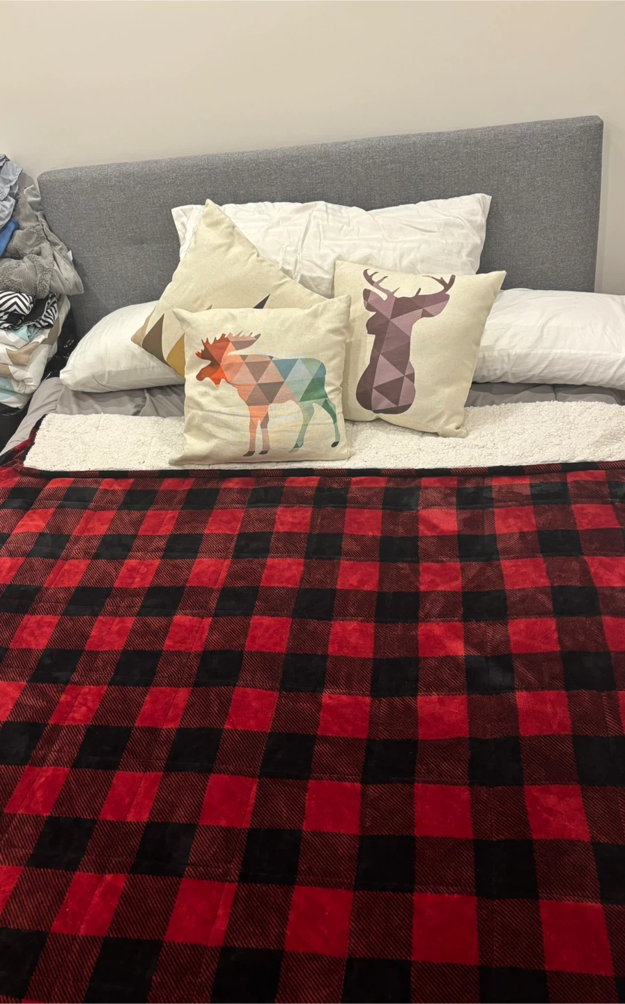 Red and Black Plaid Sherpa Weighted Blanket - photo 3