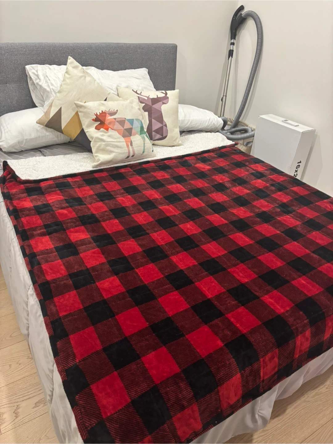Red and Black Plaid Sherpa Weighted Blanket - photo 2