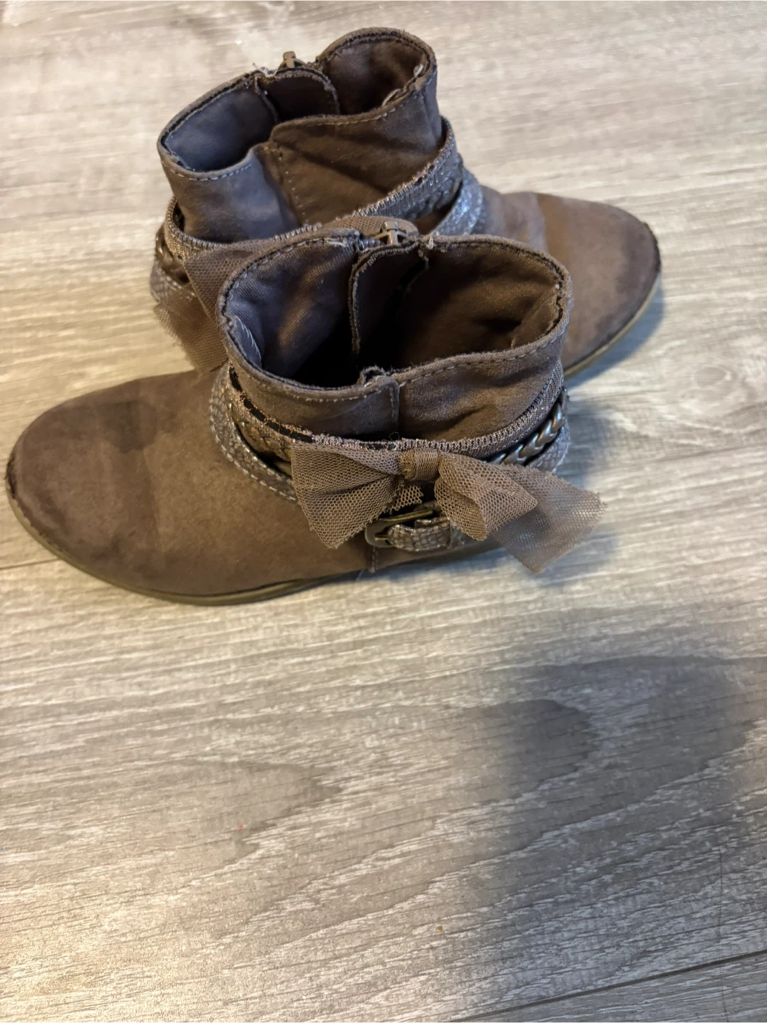 Brown Faux Suede Ankle Boots with Bow - photo 2