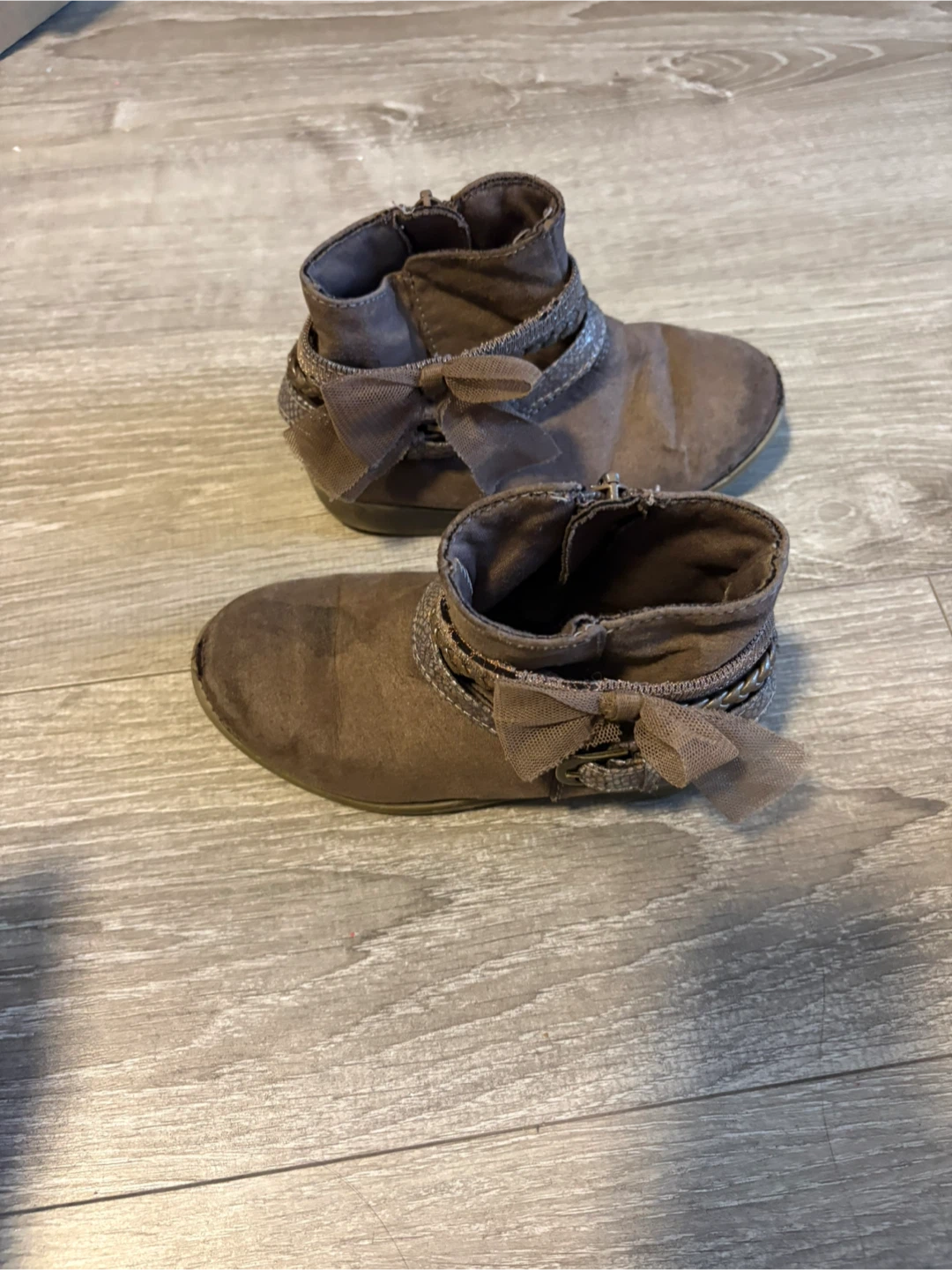 Brown Faux Suede Ankle Boots with Bow - photo 3