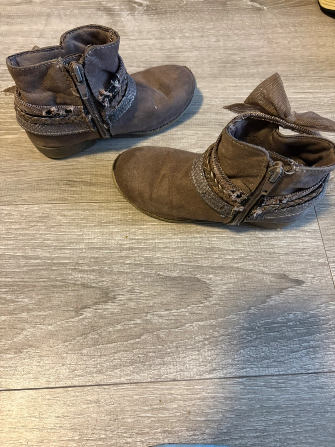 Brown Faux Suede Ankle Boots with Bow - photo 4