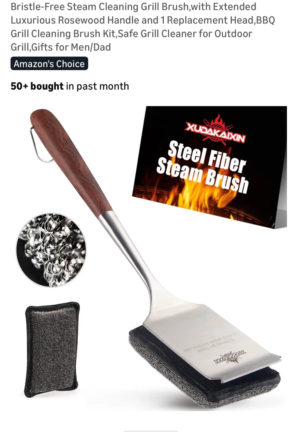 Brand New Grill Brush with Steam Cleaning & Rosewood Handle