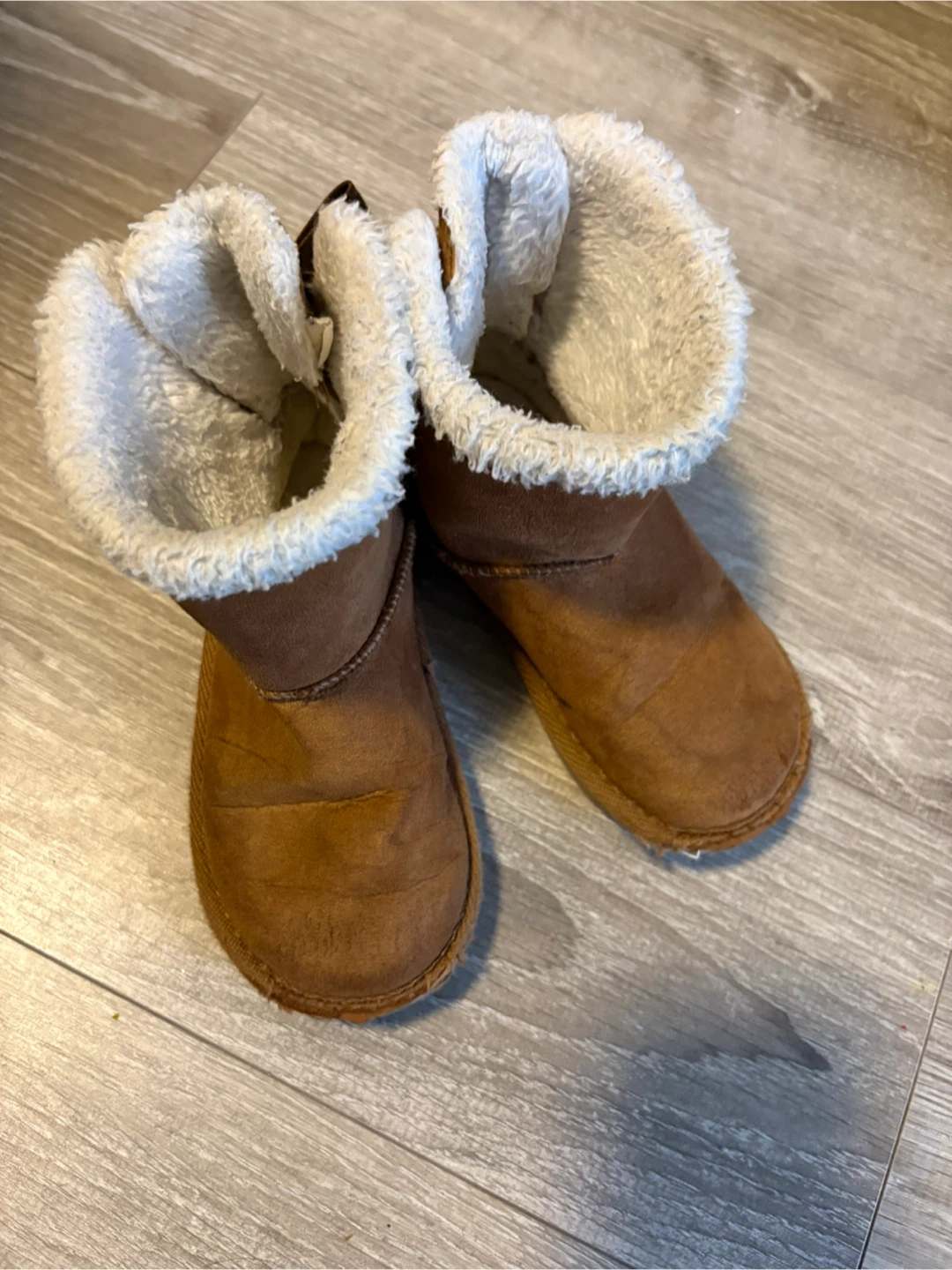 Brown Faux Suede Winter Boots with Sherpa Lining