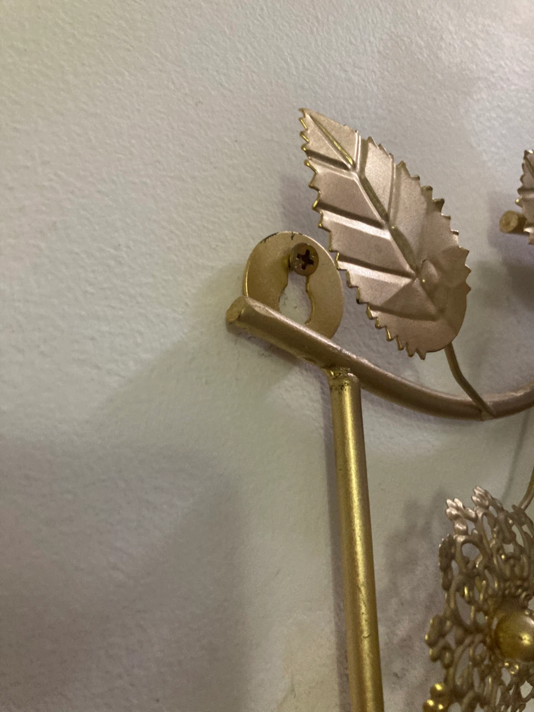 Gold Metal Wall Hook Rack with Bird and Flower Design - photo 4