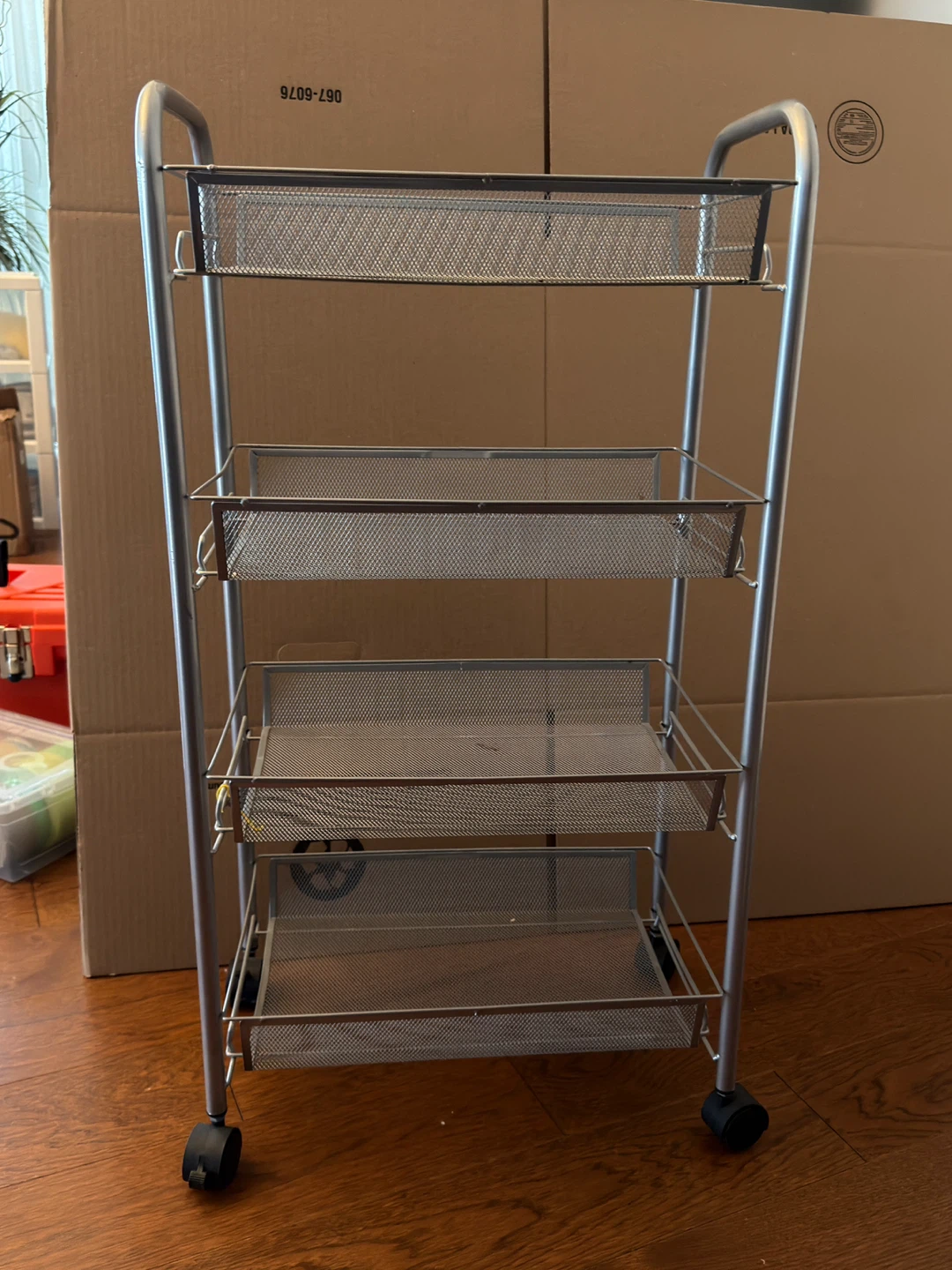 4-Tier Mesh Rolling Utility Cart