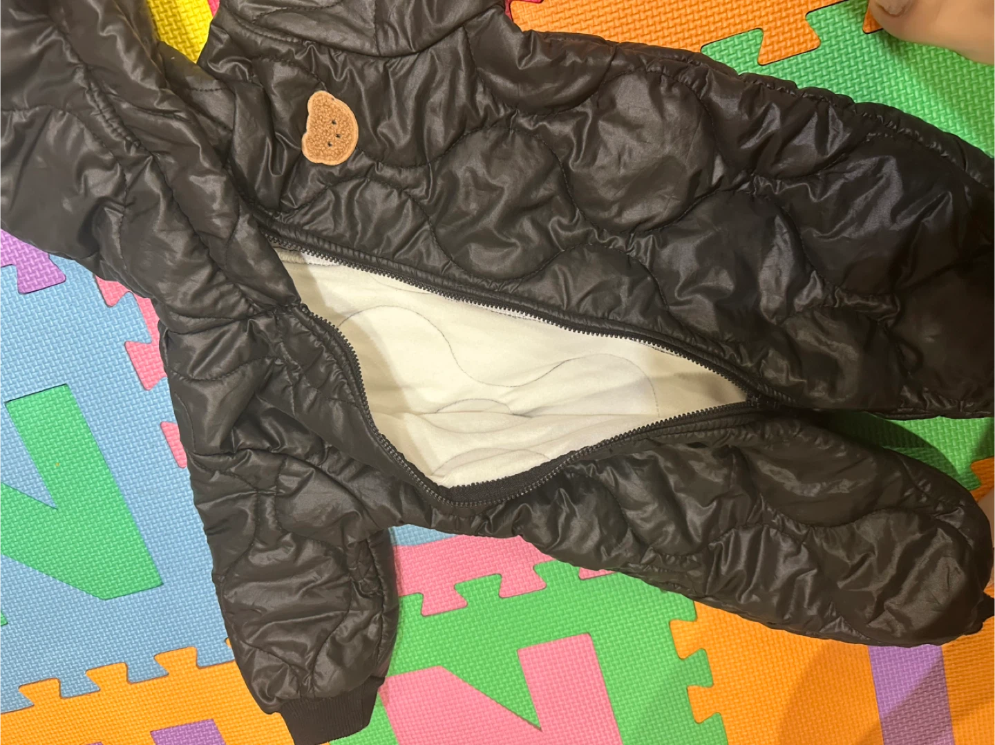 Black Snowsuit with Teddy Bear Patch - photo 4