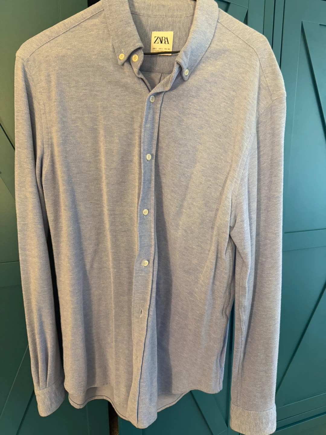 ZARA Men's Blue Button-Down Shirt - Size L - photo 3