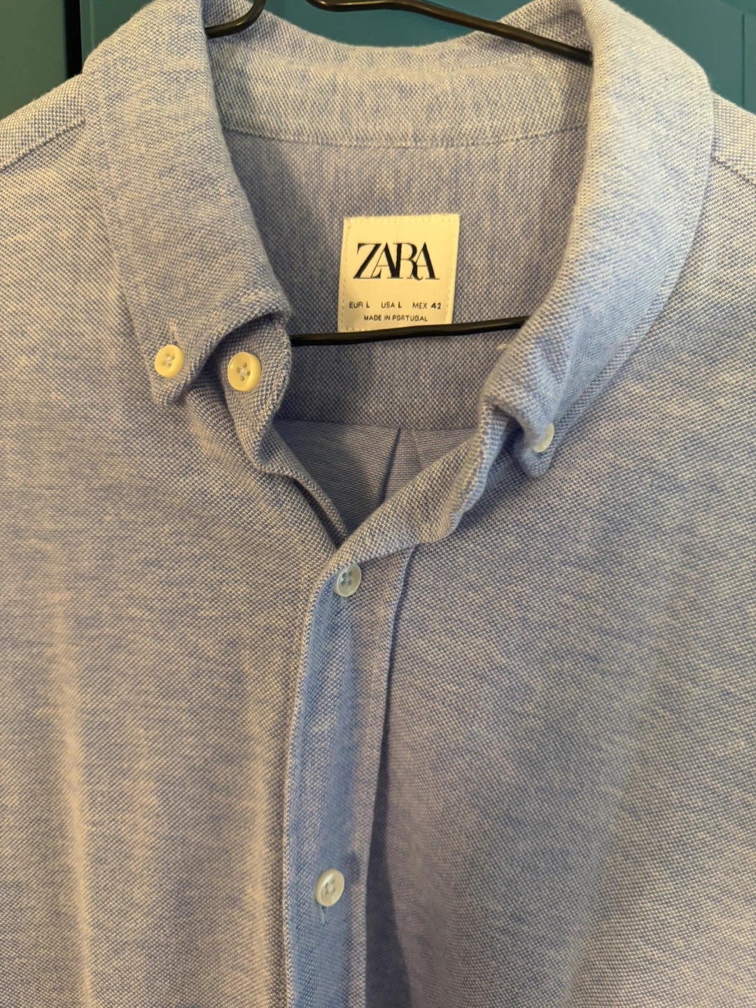 ZARA Men's Blue Button-Down Shirt - Size L - photo 2