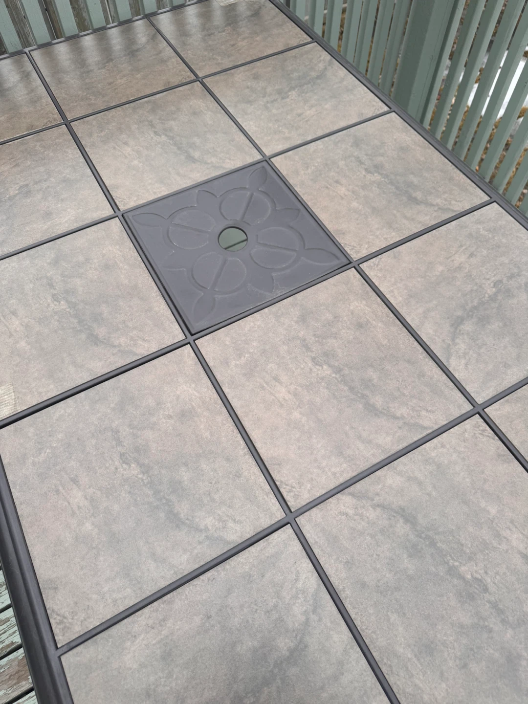Tile Top Patio Dining Table with umbrella - photo 2