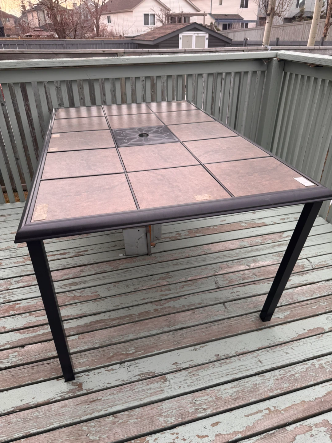 Tile Top Patio Dining Table with umbrella - photo 3