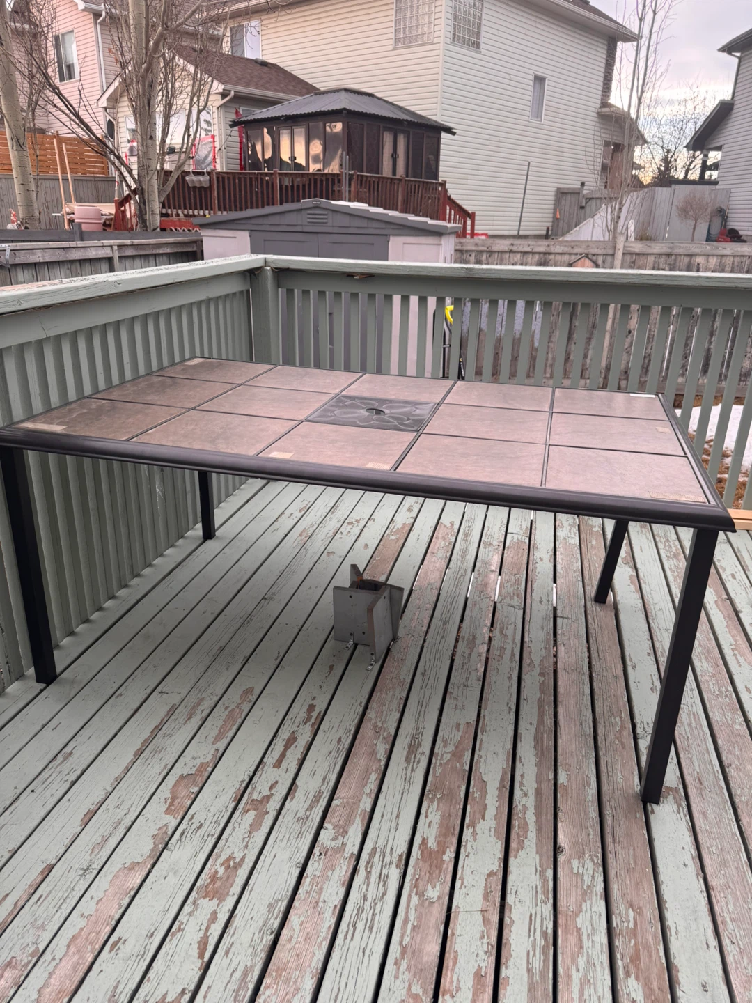 Tile Top Patio Dining Table with umbrella - photo 4