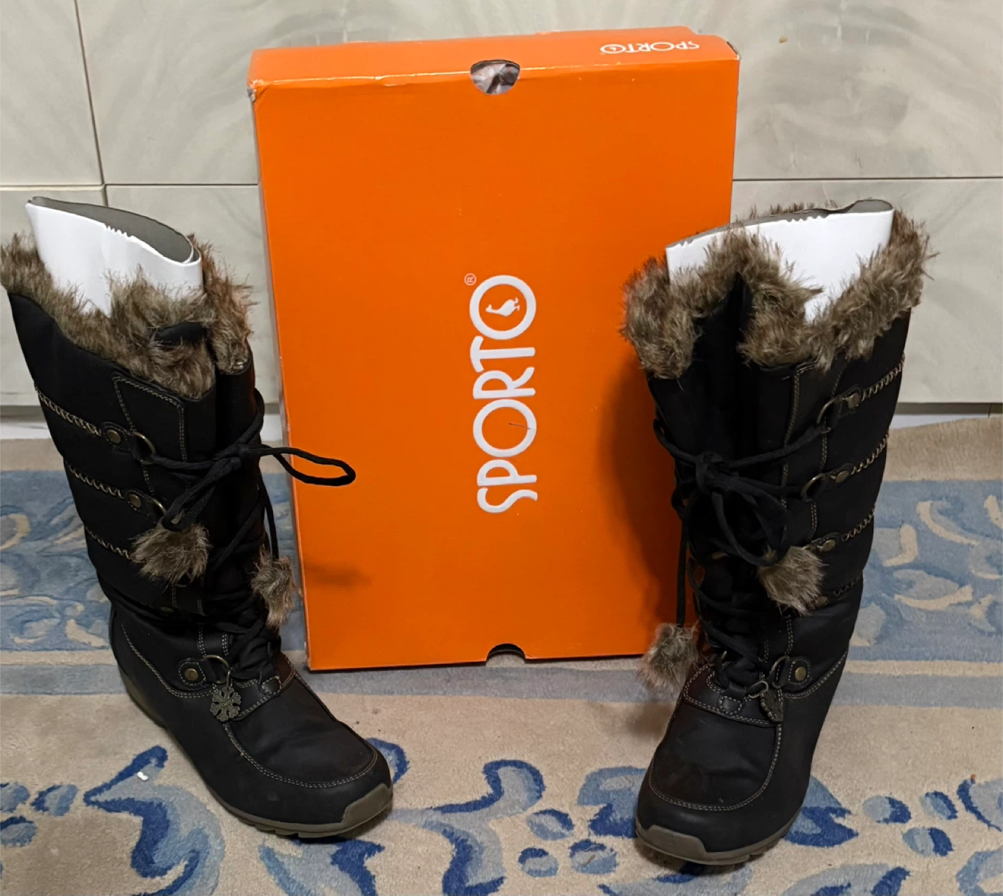 Sporto Women's Black Waterproof Winter Boots with Fur Trim - photo 2