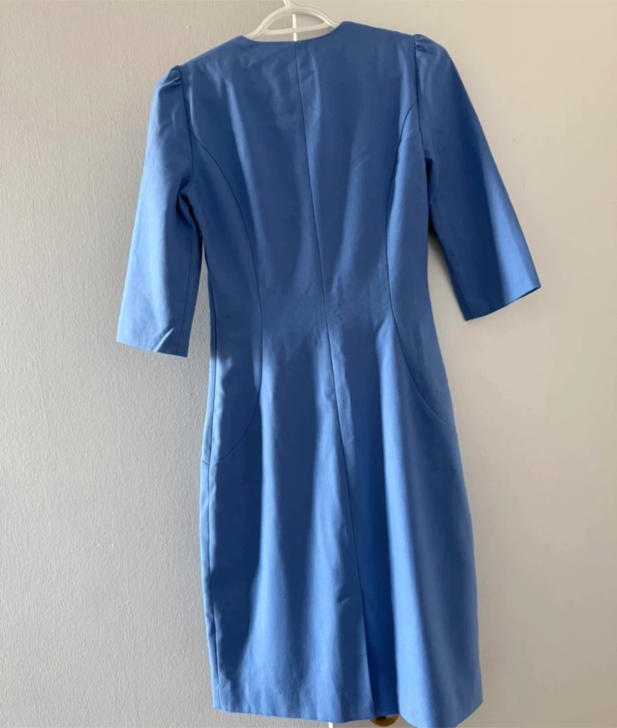 Blue Square Neck 3/4 Sleeve Dress - photo 2