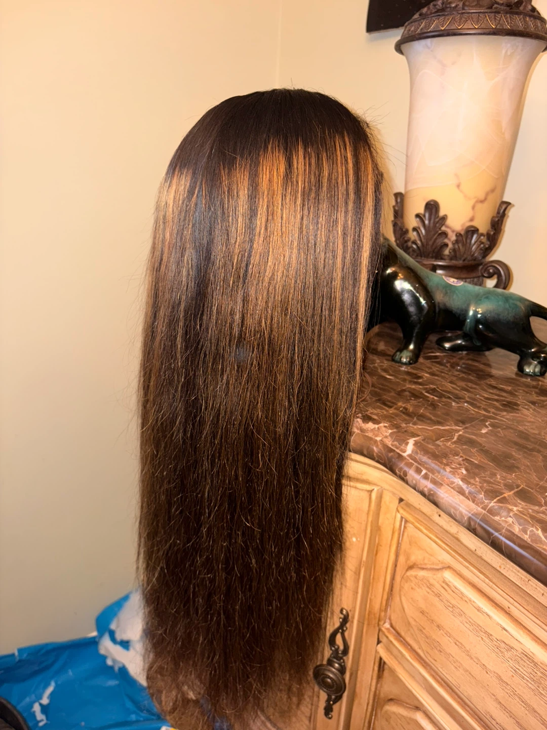 Dark Root Brown Balayage Highlight 7x5 glueless Lace Front Wig - photo 3