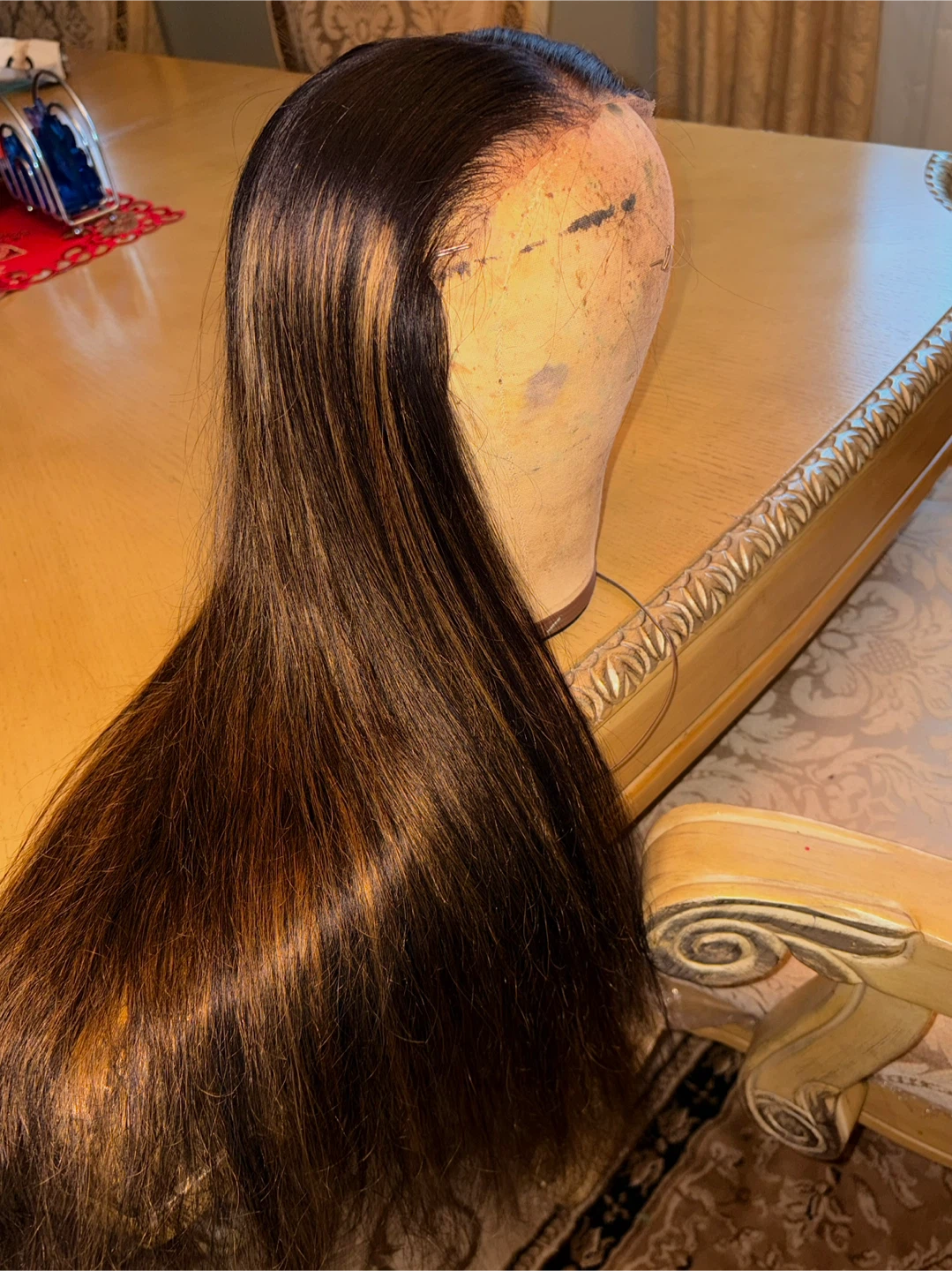 Dark Root Brown Balayage Highlight 7x5 glueless Lace Front Wig